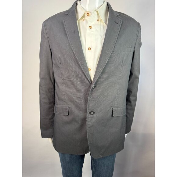 Mens Gray Modern Fit Blazer XL Blue By Cinque 2-Button Cotton Blend - Picture 1 of 16